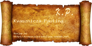 Kvasznicza Paulina névjegykártya
